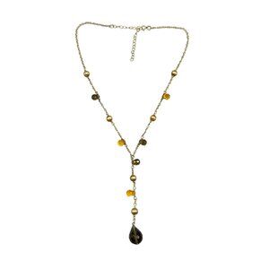 Gold Plated Sterling Silver Necklace with Faceted Topaz Crystal Drops